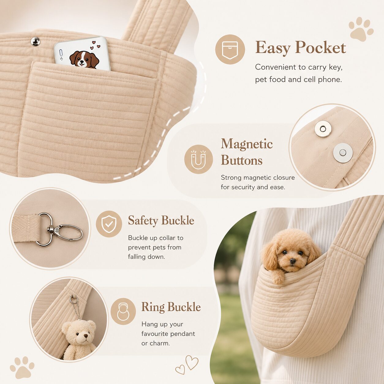Quilted Crossbody Pet Sling Carrier