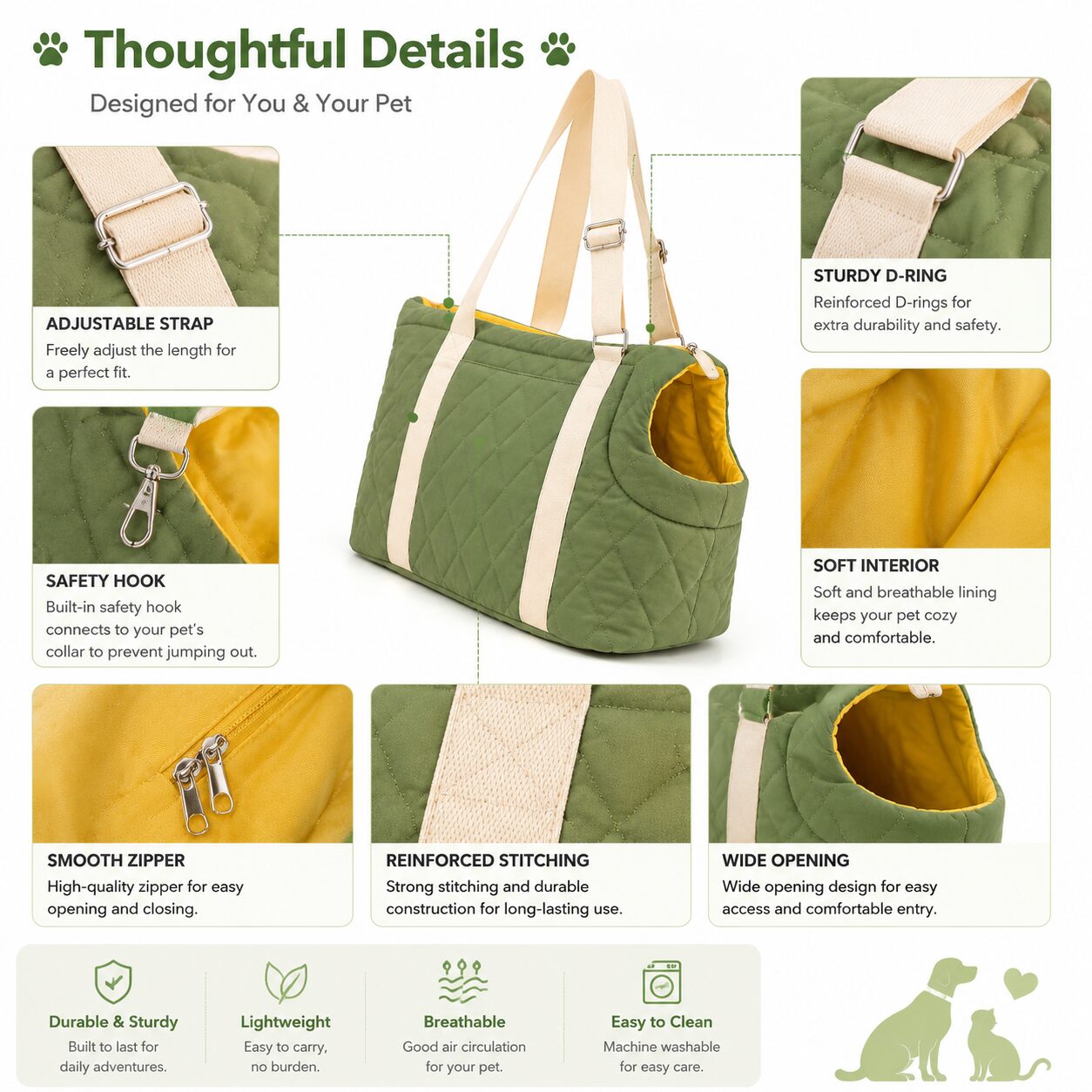 Quilted Shoulder Pet Carrier Bag