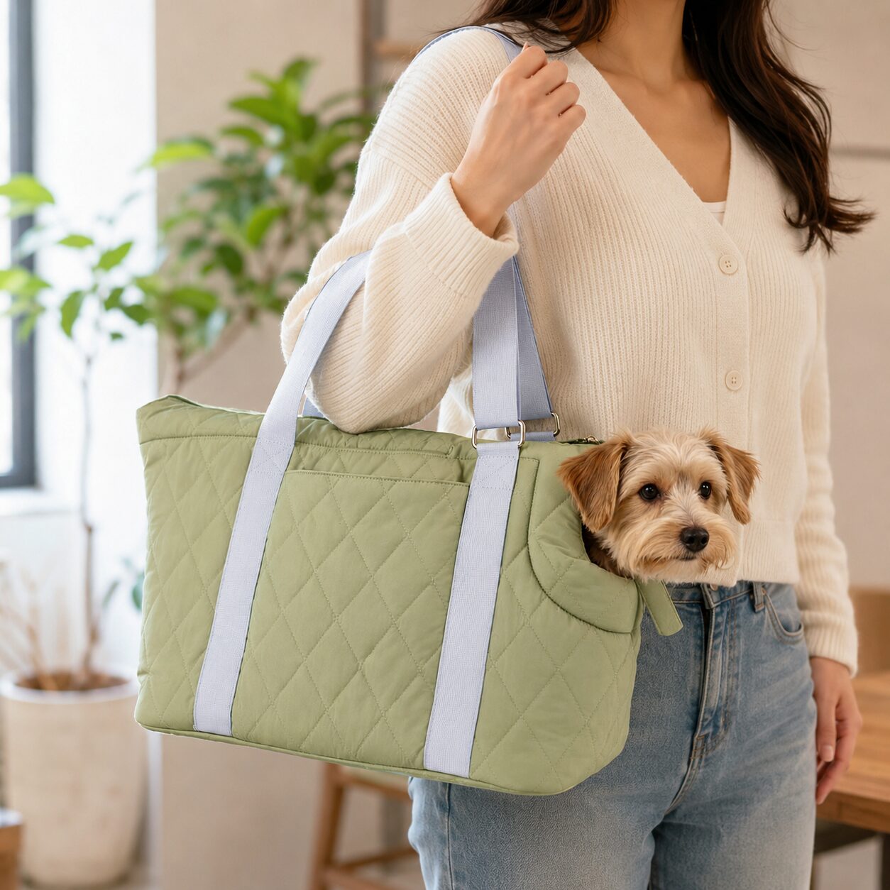 Quilted Shoulder Pet Carrier Bag