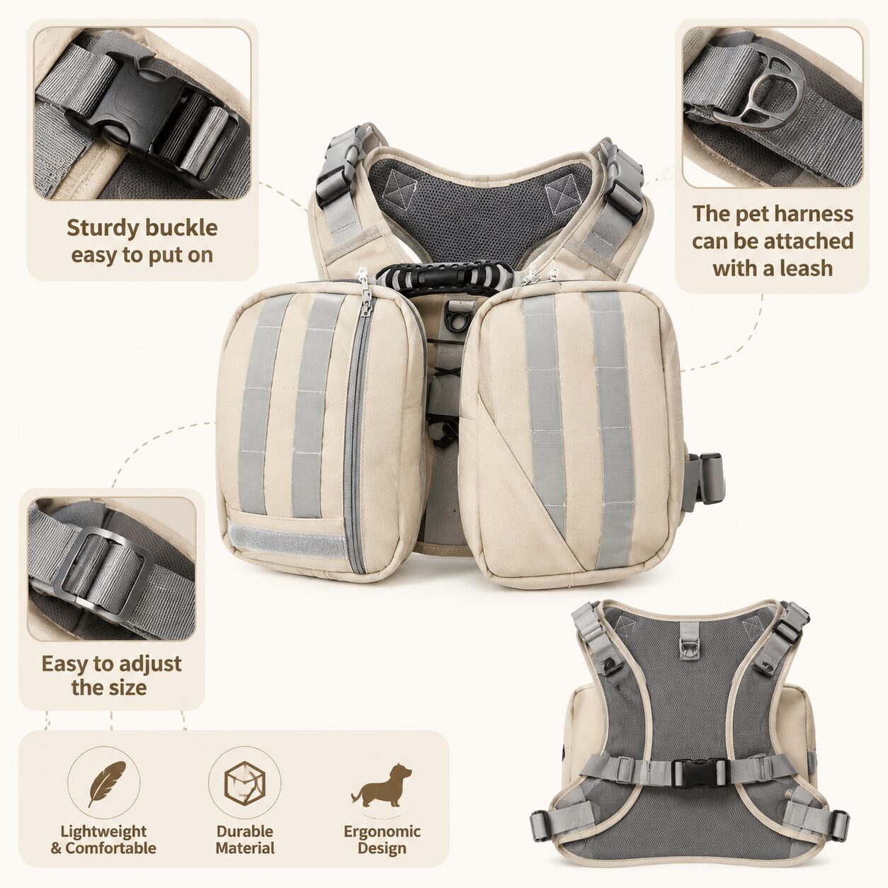 Reflective Dog Training Vest with Utility Strap System