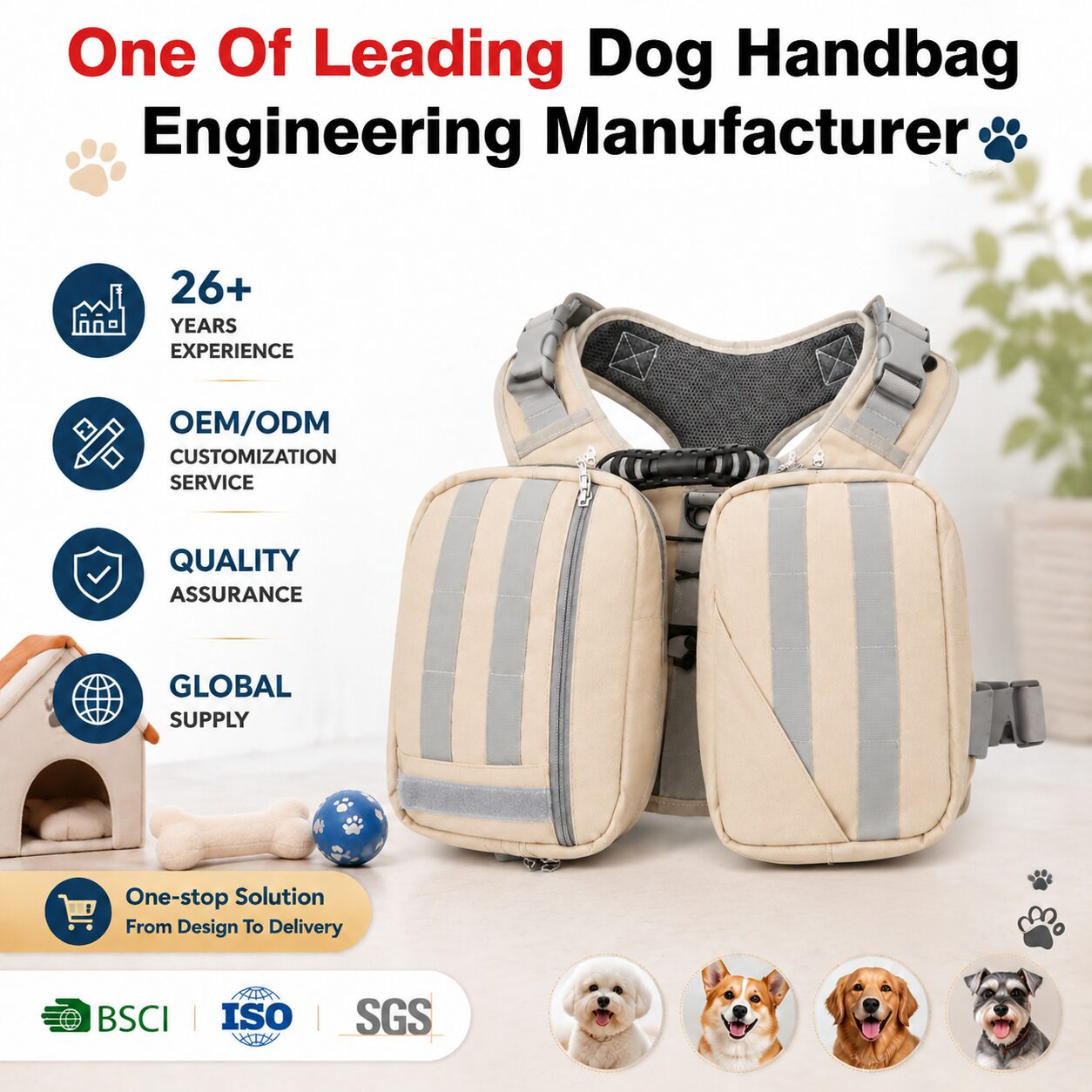 Reflective Dog Training Vest with Utility Strap System