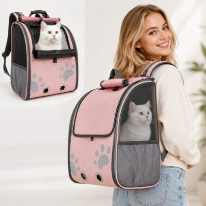 Roll-Top Ventilated Cat Travel Backpack