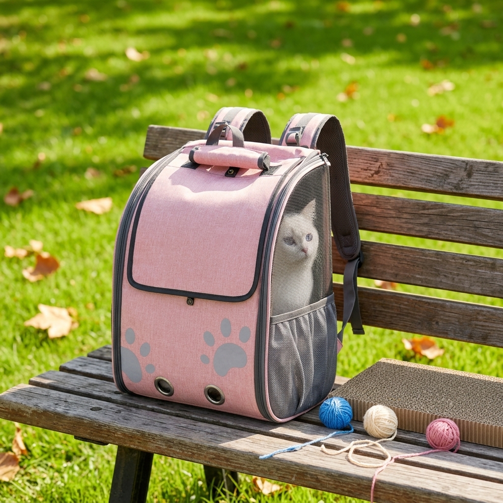 Roll-Top Ventilated Cat Travel Backpack
