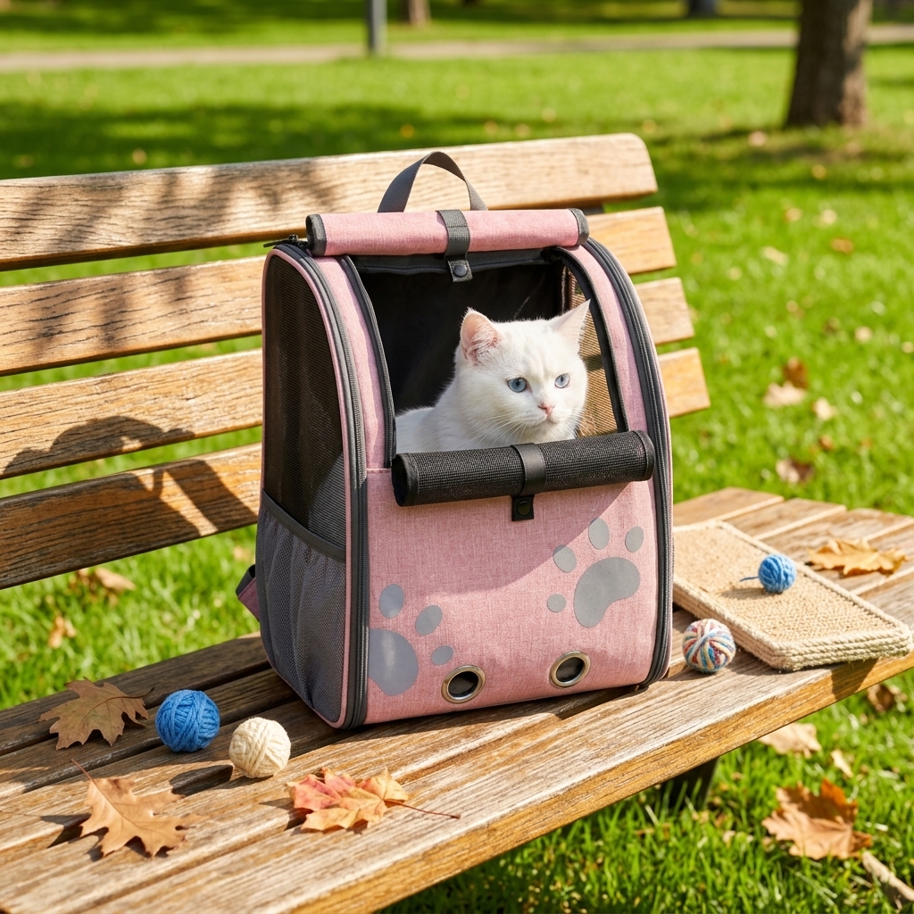 Roll-Top Ventilated Cat Travel Backpack