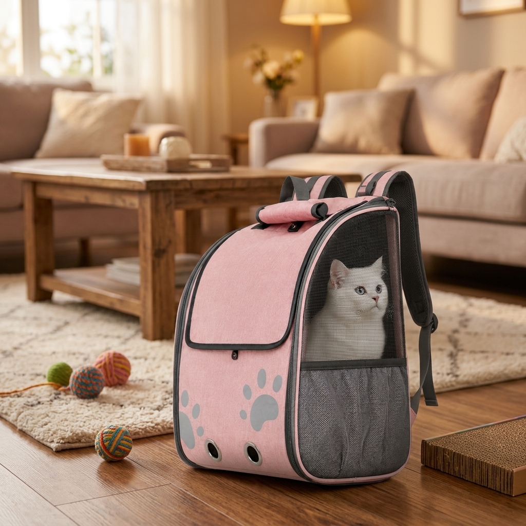 Roll-Top Ventilated Cat Travel Backpack