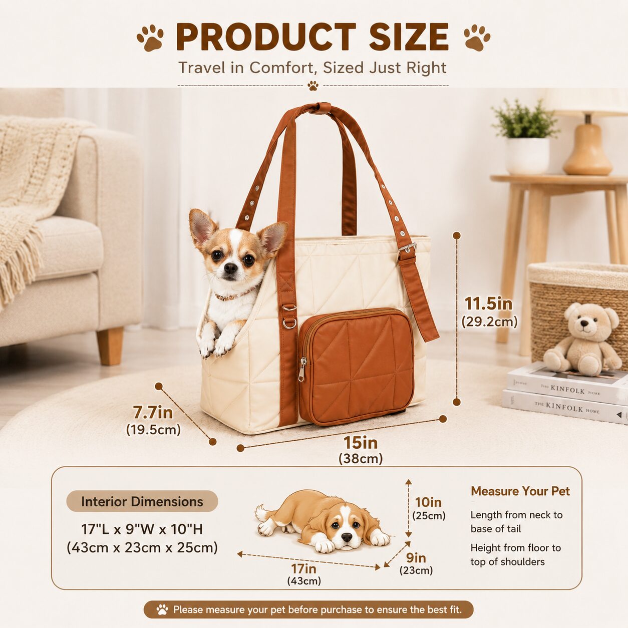 Side-Entry Pet Travel Tote with Utility Pocket