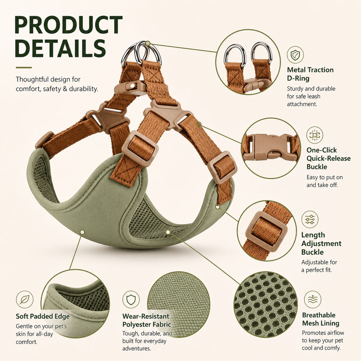 Soft Padded Adjustable Dog Vest Harness
