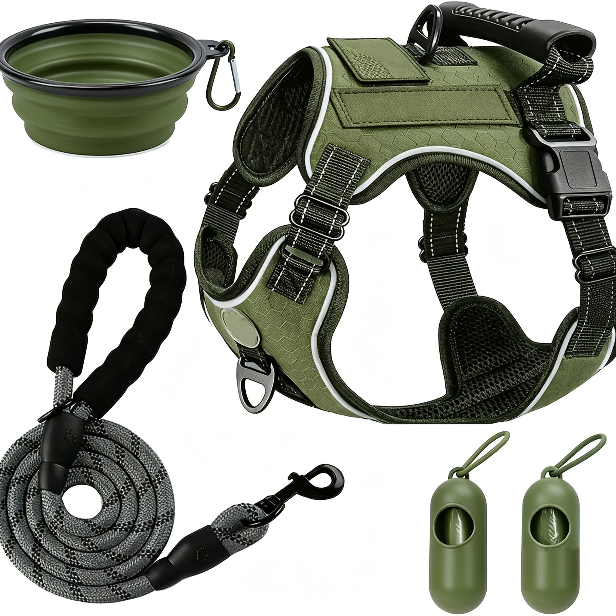 Tactical No-Pull Dog Harness Outdoor Set