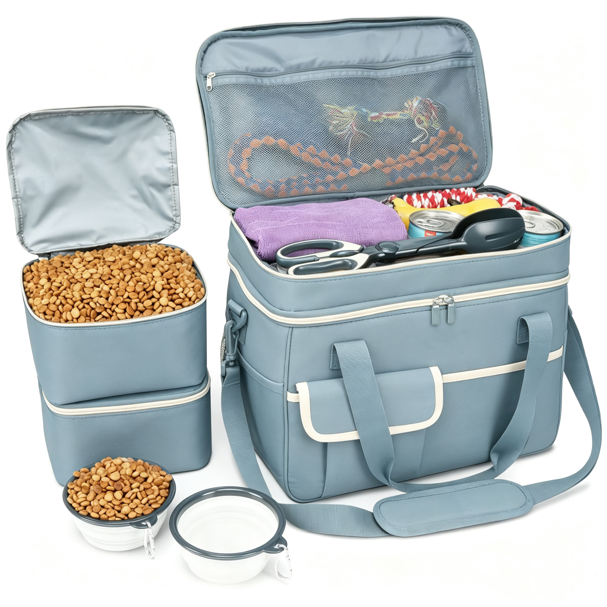Two-Tier Pet Training Travel Organizer with Feeding Set