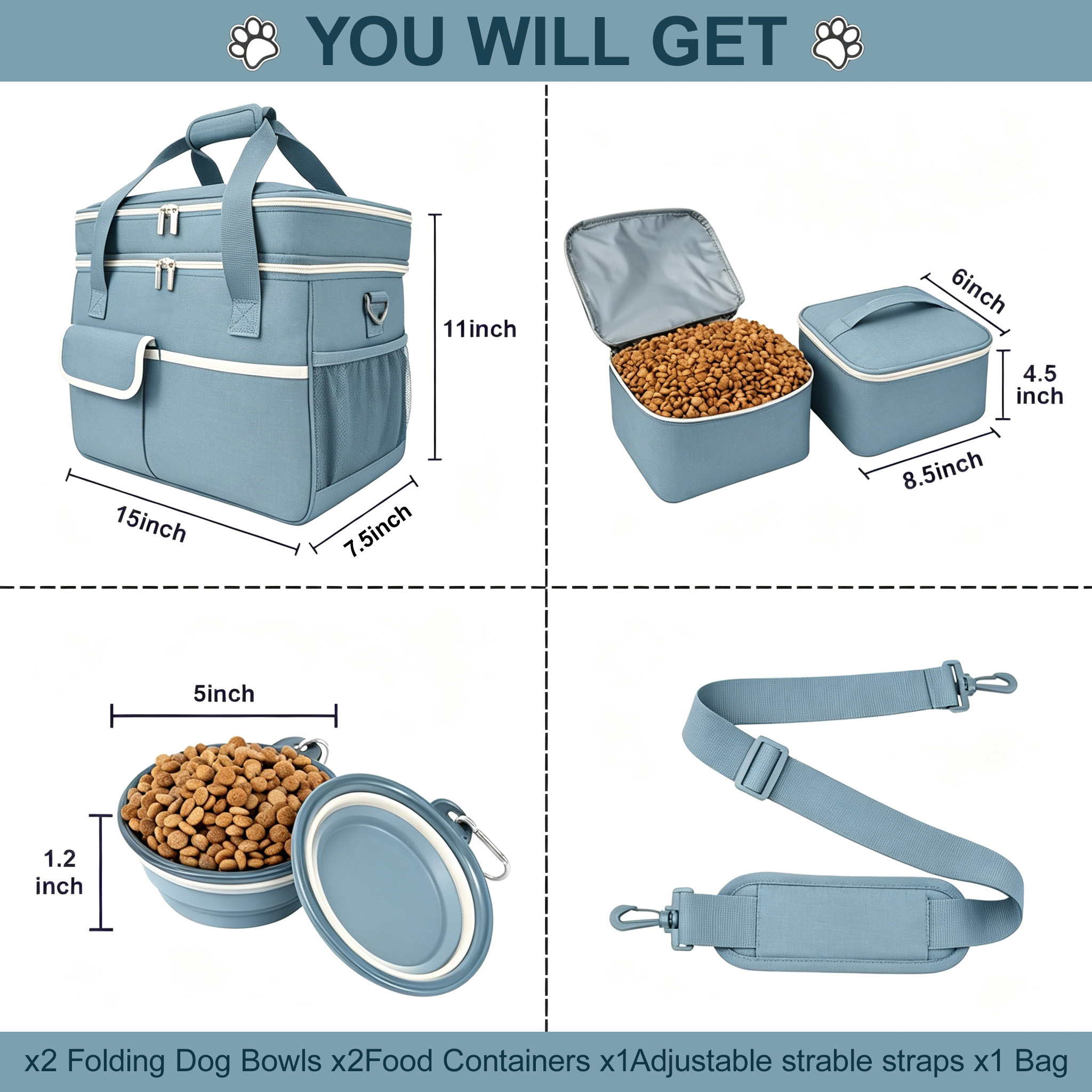 Two-Tier Pet Training Travel Organizer with Feeding Set