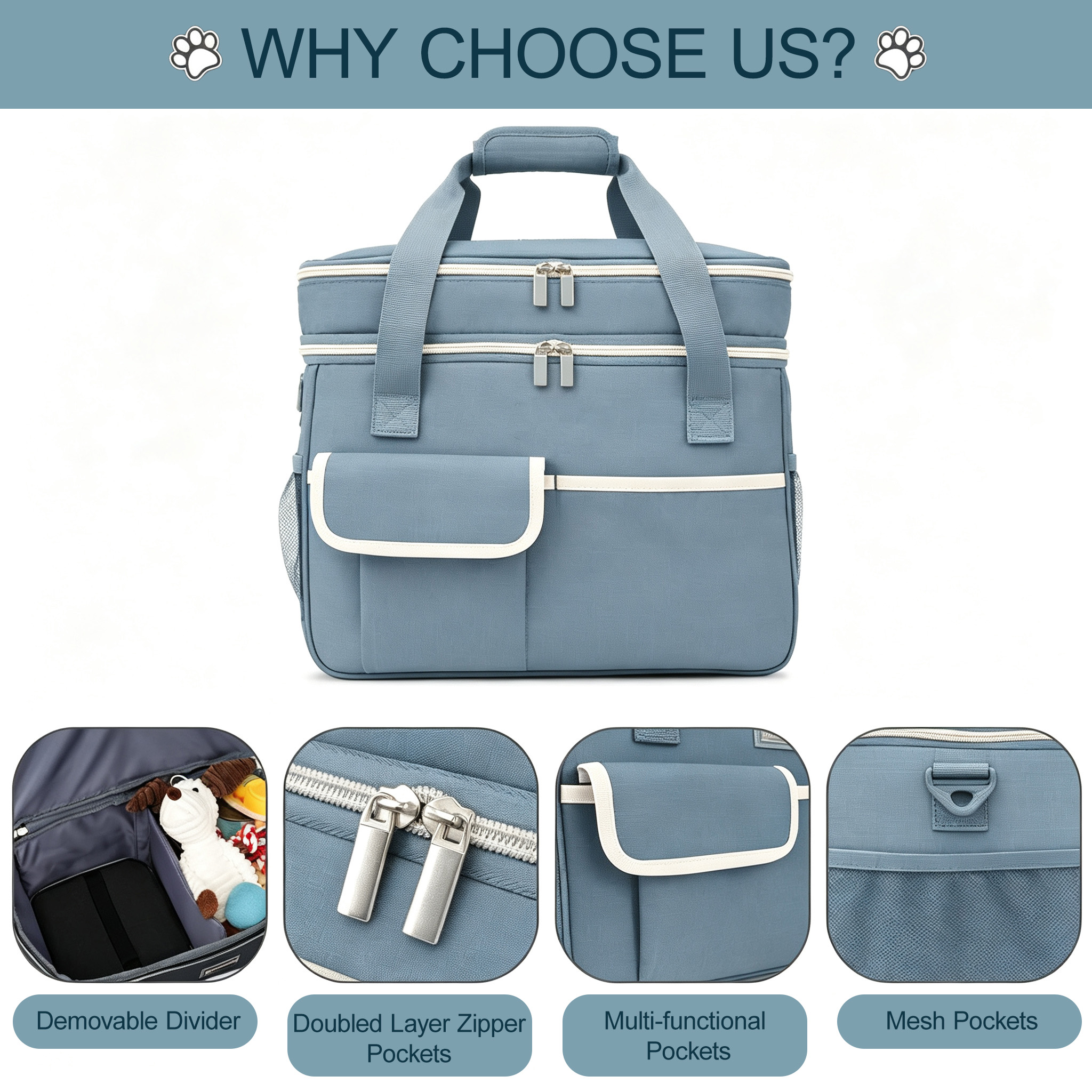 Two-Tier Pet Training Travel Organizer with Feeding Set