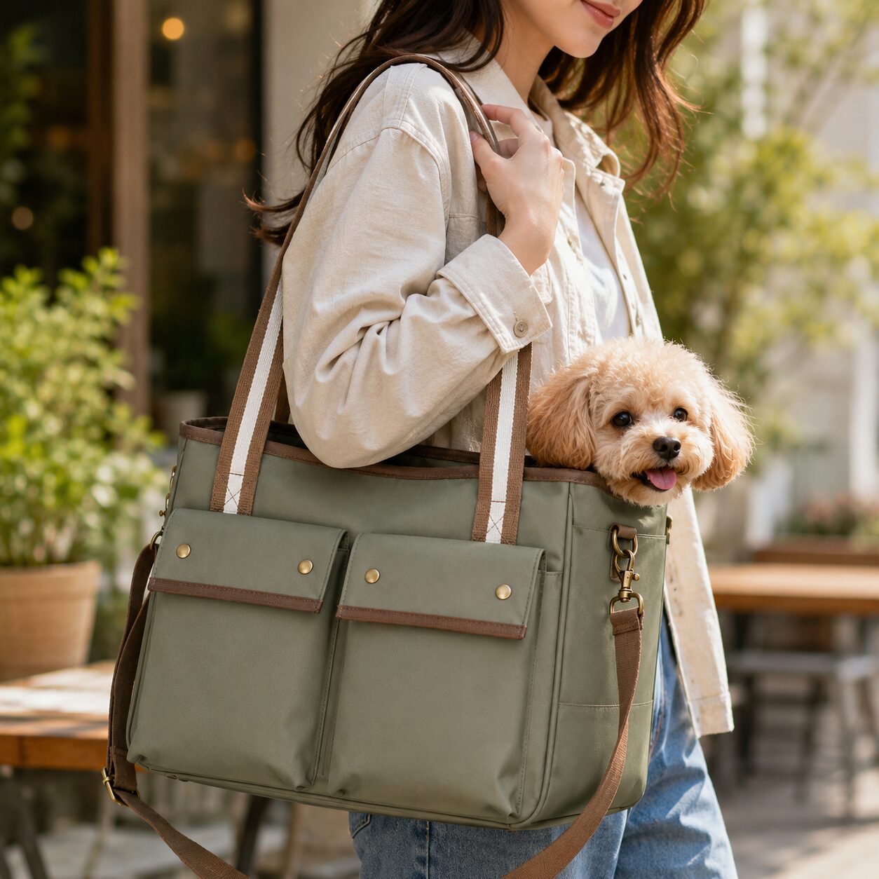 Utility Pocket Pet Travel Shoulder Tote