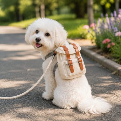 Vintage-Style Small Dog Walking Backpack
