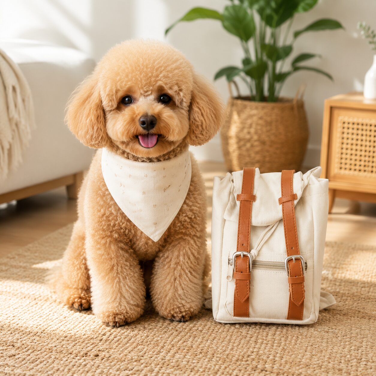 Vintage-Style Small Dog Walking Backpack