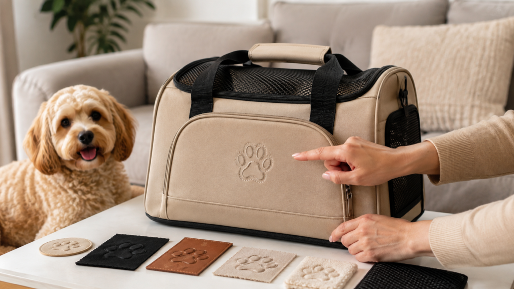 Dimensional Elegance: Evaluating an Embroidered Pet Carrier Logo on Technical Fabrics