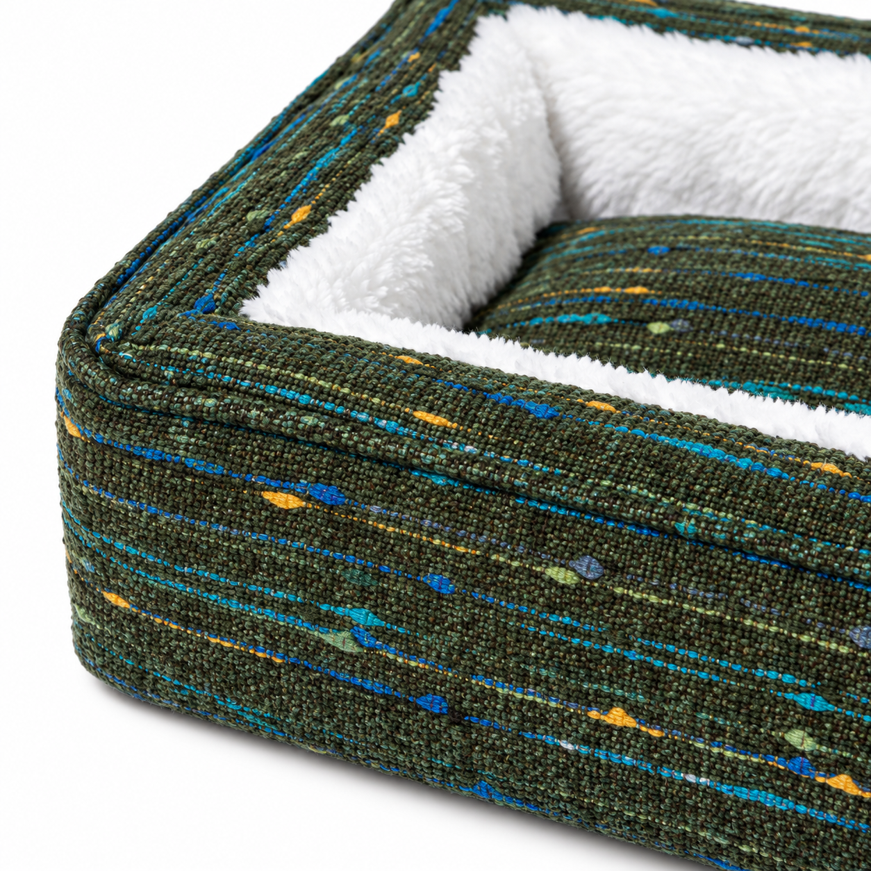 Green Interwoven Square Dog Bed