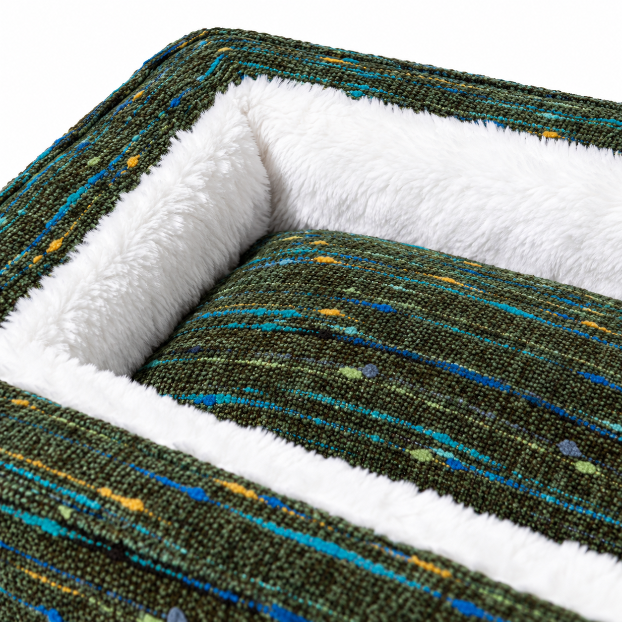 Green Interwoven Square Dog Bed