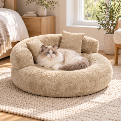 Luxe Diamond Velvet Removable Orthopedic Donut Dog Bed
