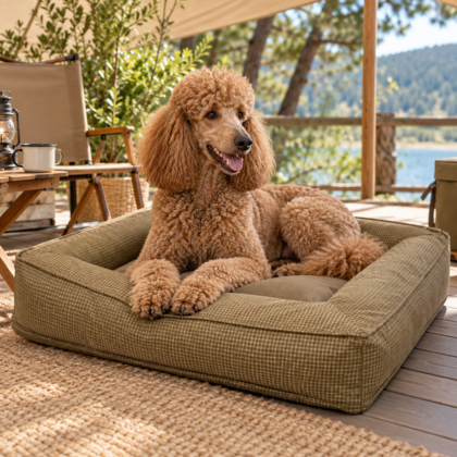 Outdoor Plaid Water-Repellent Dog Bed