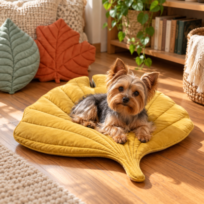Short Velvet Cushion - Leaf Shape