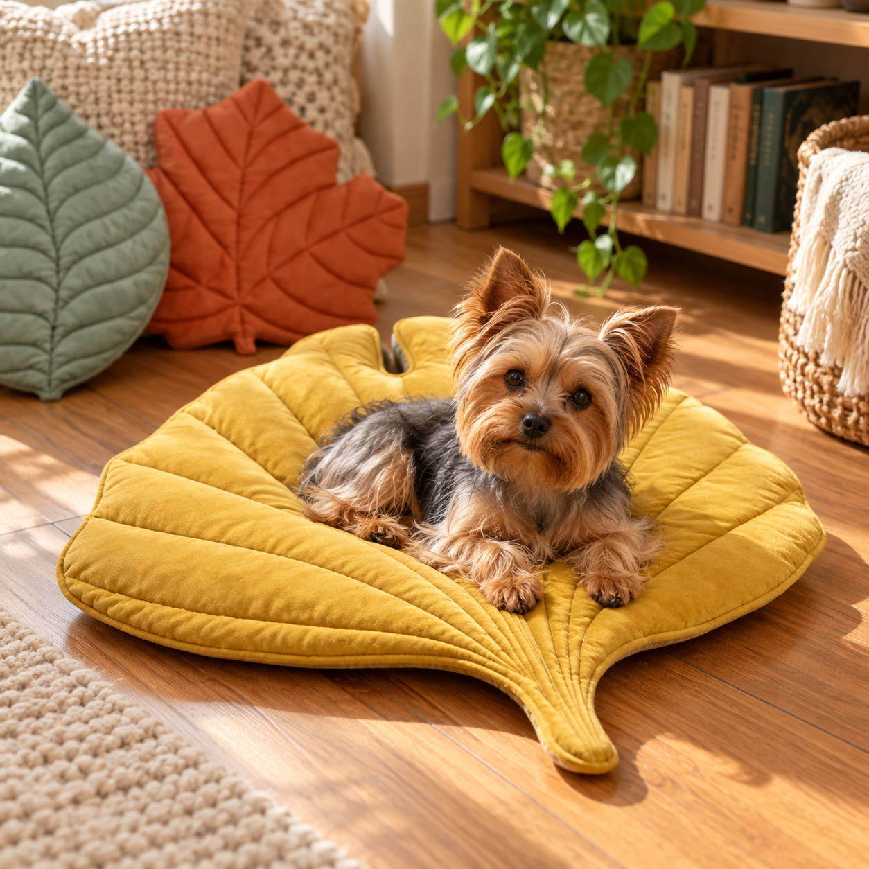 Short Velvet Cushion - Leaf Shape
