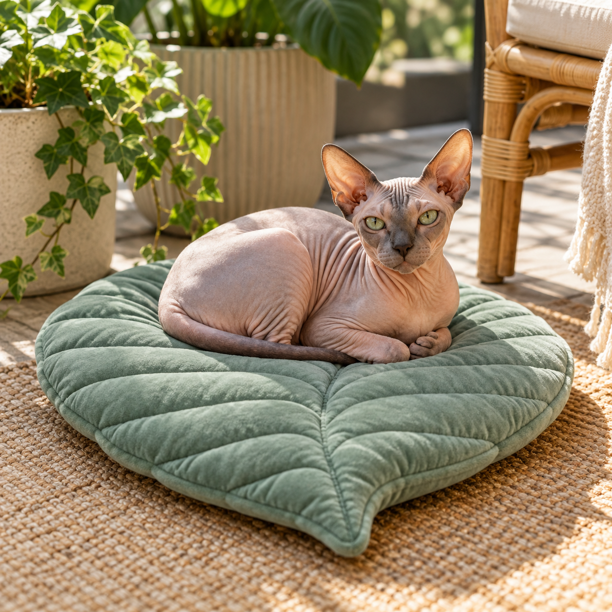 Short Velvet Cushion - Leaf Shape