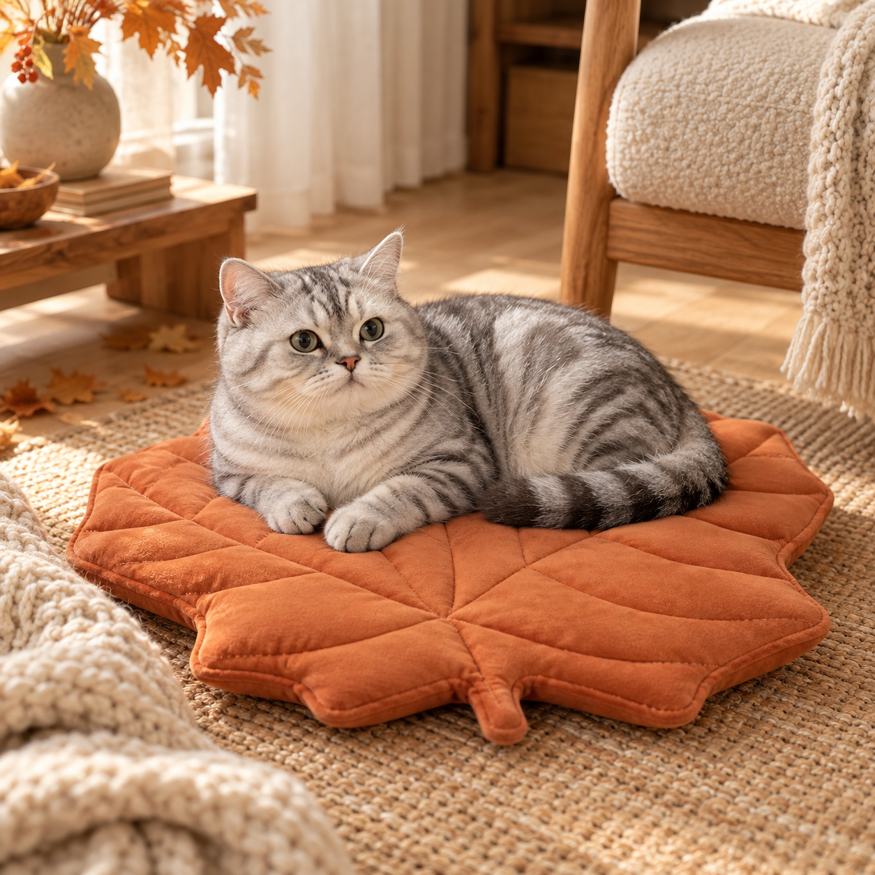 Short Velvet Cushion - Leaf Shape