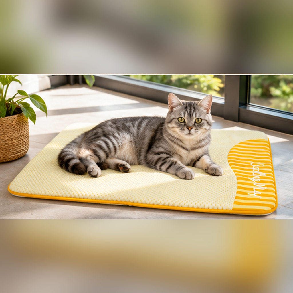 Striped circular gauze storage dog bed
