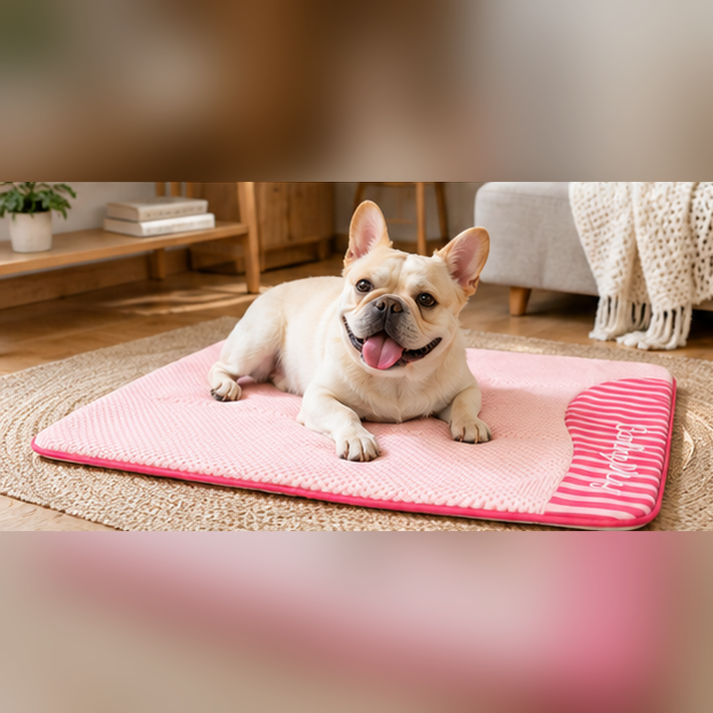 Striped circular gauze storage dog bed