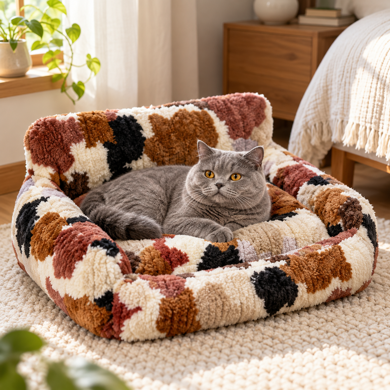 Super Soft Plush Contrast Color Sofa Bed